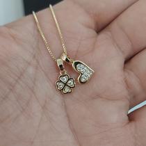 Colar Feminino Sorte e Amor Semijoia Corrente com Pingente