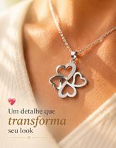 Colar Feminino Trevo 4 Folhas Aço Inox Prata 45cm Antialérgico Não Escurece Amuleto Sorte Colar Feminino Trevo 4 Folhas Aço Inox Prata 45cm Antialérgico Não Escurece Amuleto Sorte