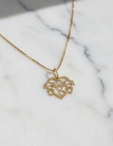 Colar Feminino Veneziana 0.7 Coração Meninas Ouro 18k 40 Cm Amarelo