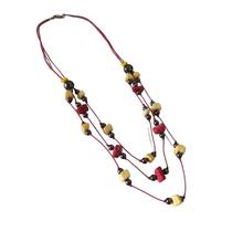 Colar Feminino Vermelho Amarelo Hippie