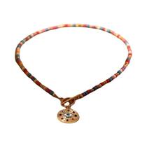 Colar Feminino Vintage Boho Com Pingente De Olho Grego Colorido E Contas De 4mm Para Festas E Uso