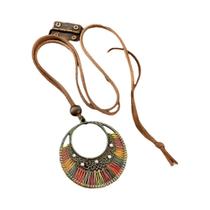 Colar Feminino Vintage Elegante De Couro PU Com Pingente De Corrente Joia De Moda Versátil Para