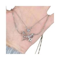 Colar Feminino Y2K Com Pingente De Borboleta De Cristal, Luxo Leve, Estilo Punk Grunge, Corrente De