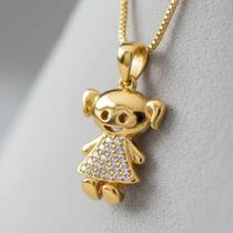 Colar Feminino Zircônia Banhado Ouro Zarpellon Colar Feminino Zircônia Banhado Ouro Zarpellon