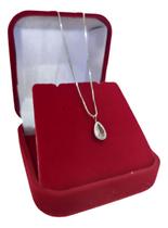 Colar Femino Prata 925 Ponto De Luz Em Gota Correntinha Fina