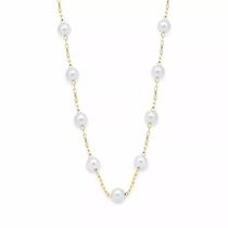 Colar Festa De Pérolas Cordão Folheado A Ouro 18k Colar Festa De Pérolas Cordão Folheado A Ouro 18k