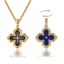 Colar Fettero Dainty banhado a ouro Clover Lapis para mulher Colar Fettero Dainty banhado a ouro Clover Lapis para mulher