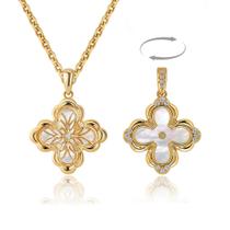 Colar Fettero Dainty Gold Clover banhado a ouro 14K para mulheres Colar Fettero Dainty Gold Clover banhado a ouro 14K para mulheres