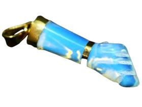 Colar Figa Opalina Pedra da Lua Montagem Envolto Dourado