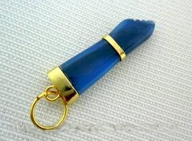 Colar Figa Pedra Agata Azul Montagem No Envolto Dourado Colar Figa Pedra Agata Azul Montagem No Envolto Dourado