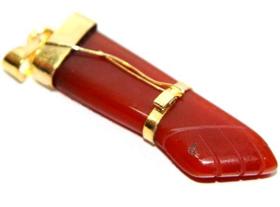 Colar Figa Pedra Agata Cornalina Natural Montagem Dourado Colar Figa Pedra Agata Cornalina Natural Montagem Dourado