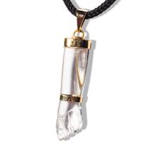 Colar Figa Pedra Quartzo Cristal Natural Montagem Dourado