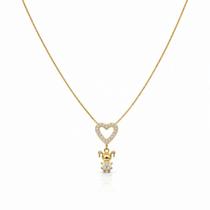 Colar Filha Coração Cravejado Zirconia Feminino Banhado a Ouro 18 k Colar Filha Coração Cravejado Zirconia Feminino Banhado a Ouro 18 k