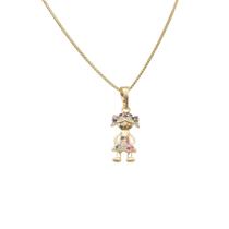 Colar Filha Menina com Pedras de Zirconias Coloridas Banhado Ouro 18k