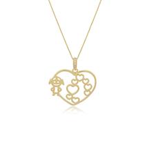 Colar Filha Menina Coração Semi Joias Banhado Ouro 18k Colar Filha Menina Coração Semi Joias Banhado Ouro 18k