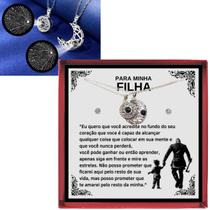 Colar Filha Projeção Eu Te Amo 100 Idiomas Sol e Lua Magnético 2 em 1 Casal Pai Viking