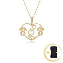 Colar Filhas Meninas Coração Semi Joia Banhado Ouro 18k