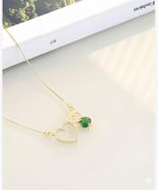 Colar filho com coracao de cristal com zirconia fol. ouro