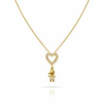 Colar Filho Coração Cravejado Zirconia Feminino Banhado a Ouro 18 k