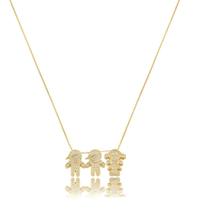 Colar filhos 2 meninos 1 menina com zirconias banhado em ouro Colar filhos 2 meninos 1 menina com zirconias banhado em ouro