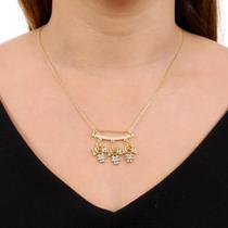 Colar Filhos com 3 Pingentes Menino Menina Anjo Dourado com Pedras de Zircônia Banhado a Ouro 18k Banho Antialérgico Marca Andréia Branco Acessórios Colar Filhos com 3 Pingentes Menino Menina Anjo Dourado com Pedras de Zircônia Banhado a Ouro 18k Banho Antialérgico Marca Andréia Branco Acessórios