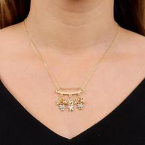 Colar Filhos Com 3 Pingentes Menino Menina Banhado Ouro 18K