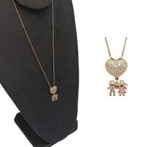 Colar Filhos Cravejado com Zircônia Folheado Ouro 18k r.07 Colar Filhos Cravejado com Zircônia Folheado Ouro 18k r.07