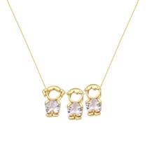 Colar filhos dois meninos e uma menina cristal banho em ouro Colar filhos dois meninos e uma menina cristal banho em ouro