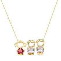 Colar filhos dois meninos uma menina cristal banho em ouro 18K Colar filhos dois meninos uma menina cristal banho em ouro 18K