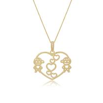 Colar Filhos Meninos Coração Semi Joia Banhado Ouro 18k Colar Filhos Meninos Coração Semi Joia Banhado Ouro 18k