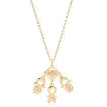 Colar Filhos Strass Mãe De Três Folheado A Ouro 18k