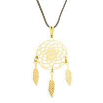 Colar Filtro dos Sonhos 20mm com Pena Cordão Fino