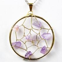 Colar Filtro dos Sonhos Pedra Ametista Dourado