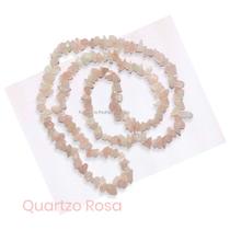 Colar Fio Cascalho Pedra Natural Quartzo Rosa - Amor E Autoestima