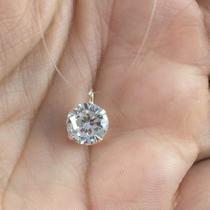 Colar Fio Nylon Com Pingente Ponto Luz Prata Maciça 925 Colar Fio Nylon Com Pingente Ponto Luz Prata Maciça 925