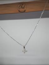 Colar Flor_ Aço Inox com zircôcias