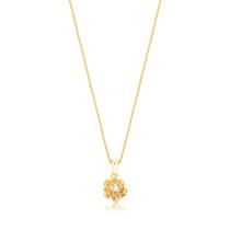 Colar Flor com Cristal Revestido em Ouro