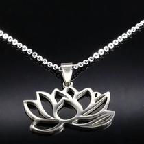 Colar Flor De Lótus Aço Inox