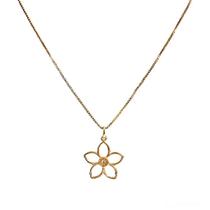 Colar Flor Zircônia Banhado a Ouro 18k - Semijoia Hipoalergênica