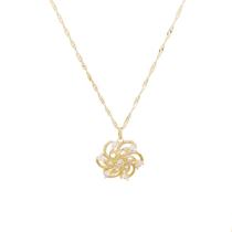 Colar Flor Zircônias Cristais Banhado a Ouro Colar Flor Zircônias Cristais Banhado a Ouro