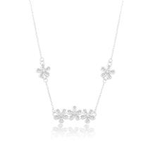 Colar Flores Cristais Minimalistas Prata 925
