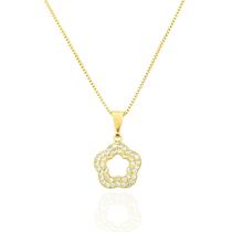 Colar Florzinha Cravejada Cristal Banhado a Ouro Colar Florzinha Cravejada Cristal Banhado a Ouro