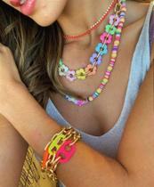 Colar Flower Resina Colors Colar Flower Resina Colors