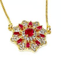 Colar Folheado A Ouro 18k Com Pingente Redondo E Zircônia Colar Folheado A Ouro 18k Com Pingente Redondo E Zircônia