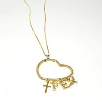 Colar Folheado A Ouro 18k Coração &amp FÉ! Lançamento!!