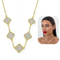 Colar Folheado a Ouro 18k Meio Trevo Branco