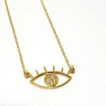 Colar Folheado A Ouro 18k Modelo Olho Grego