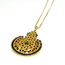 Colar Folheado A Ouro 18k Redondo Com Zircônias Pretas