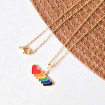 Colar Folheado A Ouro Coração Arco-íris Lgbt Colar Folheado A Ouro Coração Arco-íris Lgbt