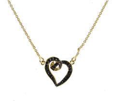 Colar folheado a ouro coração zircônias 45cm Colar folheado a ouro coração zircônias 45cm